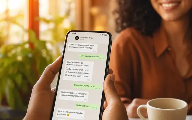 Cliente conversando com o atendimento pelo WhatsApp